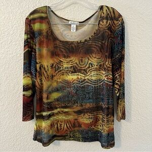 Bechamel Colorful Abstract Sheer Women’s Blouse